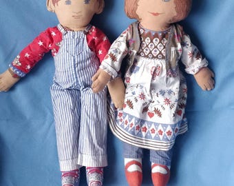 Levi Strauss & Co. Denim Rag Dolls Boy and Girl Original Boxed Set