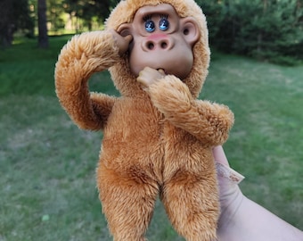 Muñeco de peluche vintage de mono Monchhichi, de Russ Berry Toy