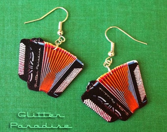 Accordéons - Earrings - Accordions - France - Music - Accordionist - Yvette Horner - Accordion Instrument - Bal Musette - Glitter Paradise®