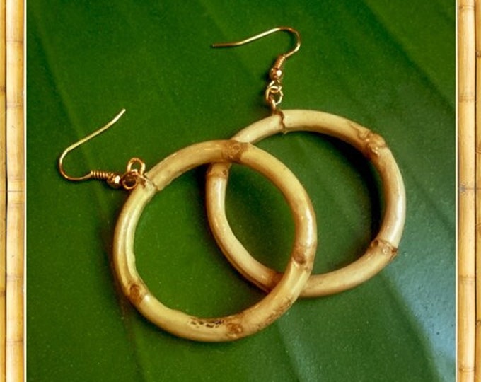 Natural Bamboo Hoops - Earrings - Bamboo Root - Bamboo Hoops - Bamboo Jewelry - Vintage Exotica - Beach Jewelry - Wahine - Glitter Paradise®