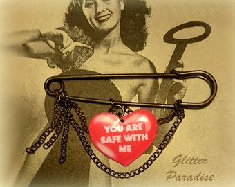 Safety Pin - Pin - You Are Safe With Me - Peace - United - All Together - I Care - Glitter Paradise®
