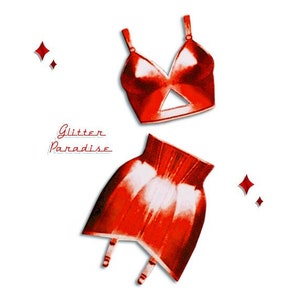 Bettie's Büstenhalter & Gürtel Set Rot Retro Dessous Vintage Sleaze 1950er Dessous Bettie Page Retro Unterwäsche Glitter Paradise® Bild 7