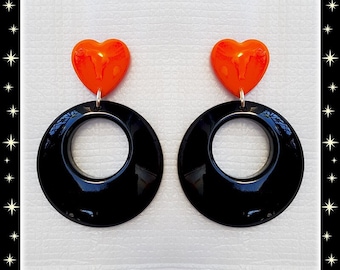 Hoops & Heart Combo - Earrings - 1950s Jewelry - Retro Hoops - Marilyn Hoops - Vintage Inspired - Valentine's Earrrings - Glitter Paradise®