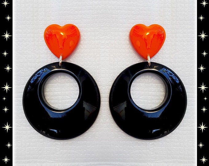 Hoops & Heart Combo - Earrings - 1950s Jewelry - Retro Hoops - Marilyn Hoops - Vintage Inspired - Valentine's Earrrings - Glitter Paradise®