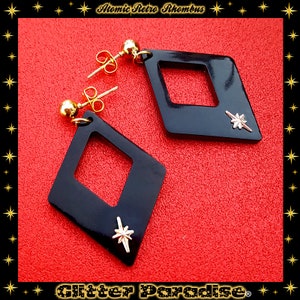 Atomic Retro Rhombus - Earrings - Diamond Shape - Mid-Century Modern - Starlite Motel - Retro Diamond - Rhombus Earrings - Glitter Paradise®
