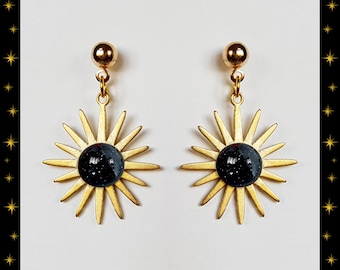 Mid-Century Modern Sunburst Earrings - Glitter Paradise - 35mm