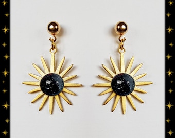 Mid-Century Modern Sunburst – Boucles d'Oreilles – Mid-Century Modern – Miroir de Sorcière – Soleil – San Franciscan – Glitter Paradise®