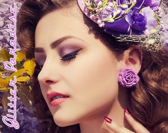 Vintage Rose - Earrings - Rose Earrings - Rose Clip-ons Earrings - Vintage Roses Jewelry - Romantic Flowers - 50s Floral - Glitter Paradise®