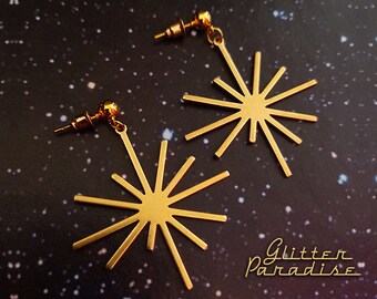 Retro Star Burst - Earrings - Star - Vintage Inspired - Mid-Century Jewelry - Starburst - Franciscan - Sunrays - 50s Sun - Glitter Paradise®