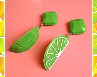 Fakelite Lime Slices - Earrings - Lemon - Orange - Citrus - Fruits - Vintage Exotica - Fakelite - 50s - Retro - Pinup - Glitter Paradise®