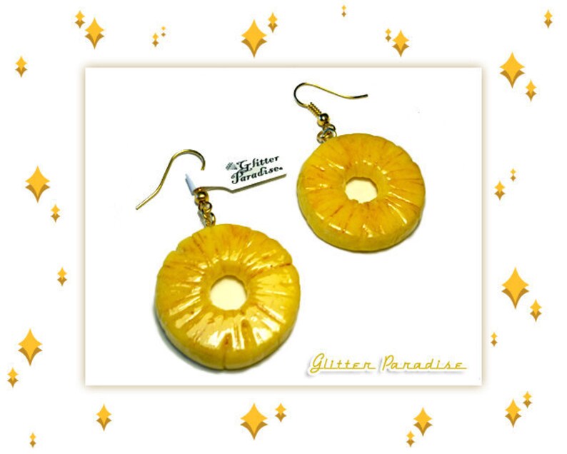Pineapple Earrings Fakelite Pineapple Slices Glitter Paradise\u00ae Tropical Jewelry Fruit Hawaii Earrings Pi\u00f1a colada Pineapple
