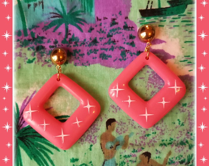 Atomic Square Hoops - Earrings - Square Hoops - 1950s Starlite Motel- Atomic Jewelry - Retro Jewelry - Vintage Inspired - Glitter Paradise®