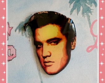 Elvis Brooch: Handmade Rockabilly 1950s Jewelry (50 mm)