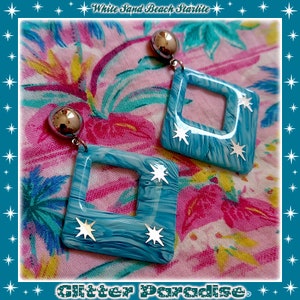 White Sand Beach Starlite - Boucles d&#39;Oreilles - Bijoux Mid-Century Modern - Starlite Motel - Bijoux Rétro Années 1950 - Glitter Paradise®