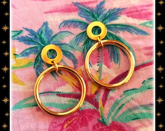 Retro Gold Hoop Earrings: Handmade 1950s Style