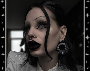 Smoky Hoops Diamond Black - Earrings - Retro Hoops & Gems - 1950s Retro Hoops and Strass - Hoops and Strass Earrings - Glitter Paradise®