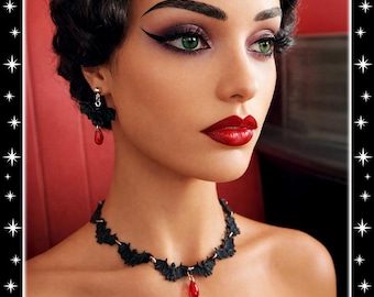 Midnight Bat's Elixir - Set - Bat Jewelry Set - Bat Jewelry - Ghoul Jewelry - Gothic Jewelry - Dark Gothic Vampire Set - Glitter Paradise®