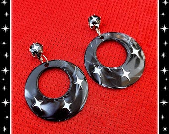 Atomic Smoky Hoops - Earrings - Retro Hoops & Gems - 50s Retro Hoops and Strass - Style Hoops Earrings - 50s Retro Hoops - Glitter Paradise®