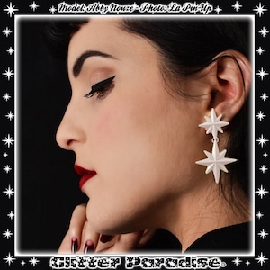 Double Winter Starlite  - Boucles d'Oreilles - Starburst - Retro Star - Stars - Motel Star - 1950s - Mid-Century Modern - Glitter Paradise®