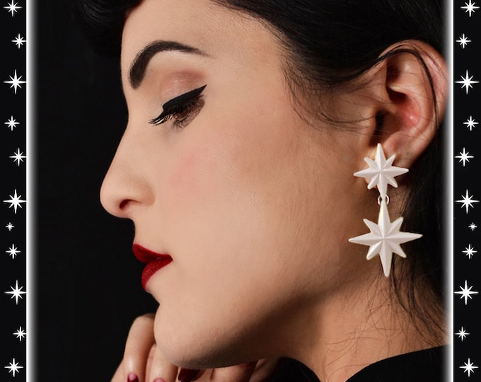 Double Winter Starlite  - Boucles d'Oreilles - Starburst - Retro Star - Stars - Motel Star - 1950s - Mid-Century Modern - Glitter Paradise®