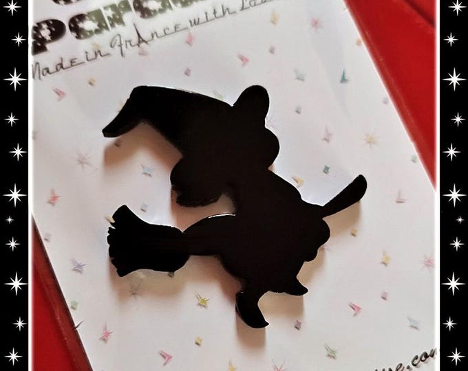 Lil Broom Rider - Brooch - Brooch Witch on Broomstick - Wicca - Witchcraft - Salem - Halloween Jewelry - Retro Halloween - Glitter Paradise®
