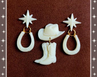 Born to Yeehaw! - Set - Cowboy Hat - Cowboy Boots - Cowgirl Jewelry - Cowgirl Fashion - Cowboy Brooch - 50s Cowboy  - Glitter Paradise®