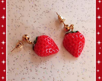 Baby Strawberry - Earrings - Small Strawberry Earrings - Strawberry Fashion - Cute Strawberry Jewelry - Cute Strawberry - Glitter Paradise®