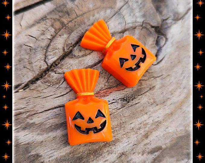 Halloween Candy Bag - Earrings - Pumpkin Jewelry - Halloween Earrings - Halloween Jewelry - Retro Halloween - Pumpkins - Glitter Paradise®