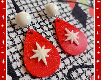 Starlite Motel Drop Glitter - Earrings - Starburst - 50s Retro Star - Motel Stars - Motel Star - 50s Mid-Century Modern - Glitter Paradise®