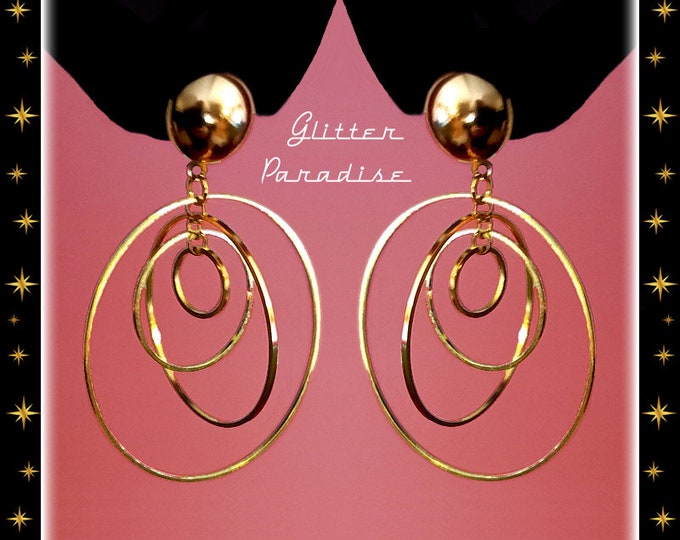 Planet Rings - Boucles d'Oreilles - Créoles à Multiples Anneaux - Créoles Rétro Style Saturne - Créoles Dorées Planete - Glitter Paradise®