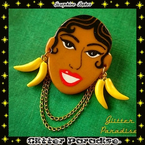 Josephine Vintage Replica Brooch Jo Baker Black Venus Charleston Burlesque Queen Banana Jewelry Glitter Paradise® image 1