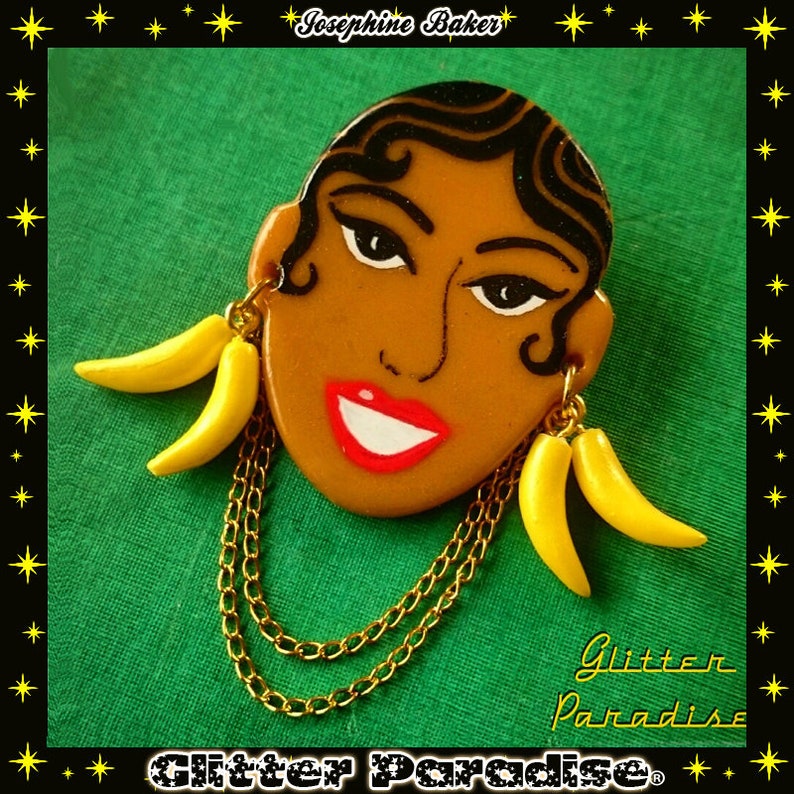 Josephine Vintage Replica Brooch Jo Baker Black Venus Charleston Burlesque Queen Banana Jewelry Glitter Paradise® image 1