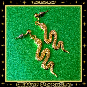 Gold Slider Snake Boucles d'Oreilles Schlangen Magie Wicca Hexerei Salem Neo-Heidentum Sorcellerie Glitter Paradise® Bild 4