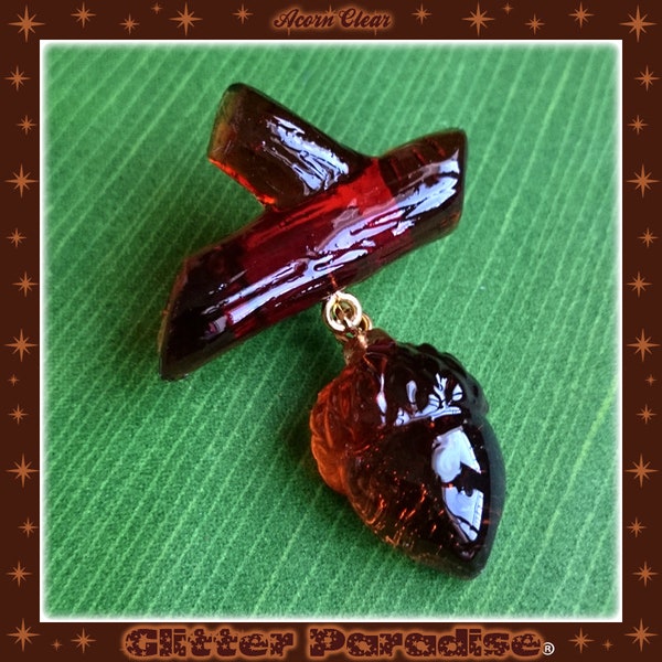 Fakelite Acorn & Wood Clear - Broche - Borla - Joyas de otoño - Broche de otoño - Otoño - Quercus - Fakelite - Roble - Glitter Paradise®