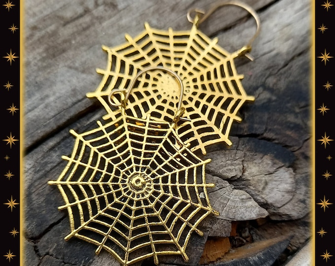 Spider Web Hoops - Earrings - Retro Halloween - Gothic Chic Earrings - Spider Earrings - 1950s Halloween - Ghoul Jewelry - Glitter Paradise®