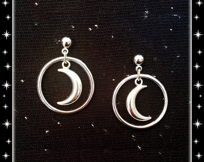 Crescent Moon Hoops - Boucles d'Oreilles - Lune - Wicca - Coven - Sorcière - Magique - Moon Child - Retro Earrings - Glitter Paradise®