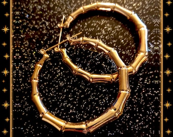 Bamboo Hoop Earrings: Latina Chingona Style, 55mm