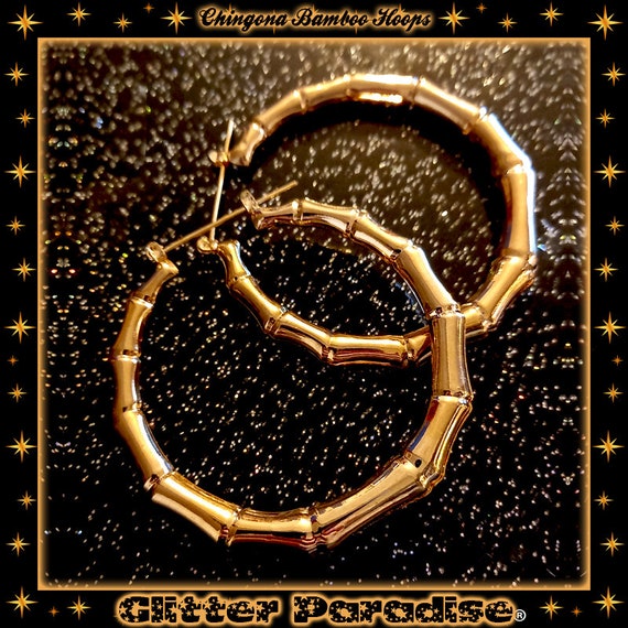 Bamboo Hoop Earrings: Latina Chingona Style, 55mm