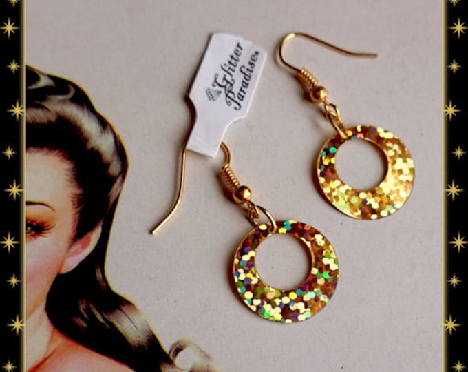 Baby Hoops Holographic - Earrings - Hoops Glitter - Psyche Hoops - Hoops Earrings - Pinup Hoops - Retro Hoops - 50s - Glitter Paradise®