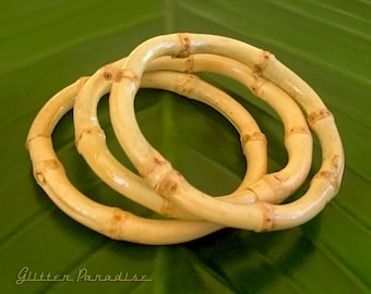 Real Bamboo Root Natural Bangle - Bracelet - Bamboo Hoops - Bamboo Jewelry - Vintage Exotica - Bamboo Jewelry - Wahine - Glitter Paradise®