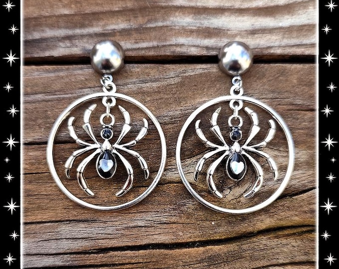 Marilyn Spider Hoops - Earrings - Spider Earrings - Spider Jewerly - Gothic Jewelry - Vampire Jewerly - Vampire Earrings - Glitter Paradise®