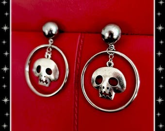 Marilyn Skull Hoops - Earrings - Hoops and Skull - Gothic Hoops Earrings - Skull Earrings - Morbid Hoops - Retro Goth - Glitter Paradise®