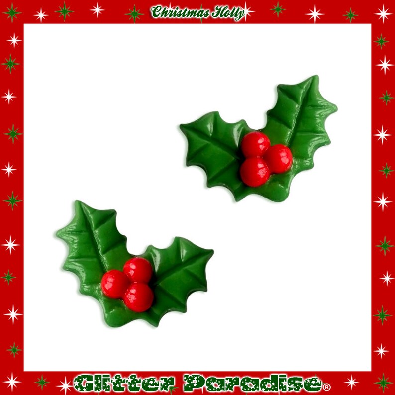 Christmas Holly Earrings Retro Christmas Merry Christmas Holly Berries Winter Holly Jewelries 50s Holidays Glitter Paradise® image 3
