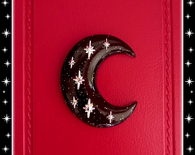 Atomic Moon - Brooch - Crescent Moon - Black Moon - Witch Jewelry - Salem Witch - Moon Goddess - Wicca Pagan - Witchery - Glitter Paradise®