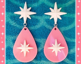 Starlite Motel Deluxe - Starlite Earrings - Retro Star Jewelry - Stars - 50s Motel Style - Mid-Century Modern Earrings - Glitter Paradise®