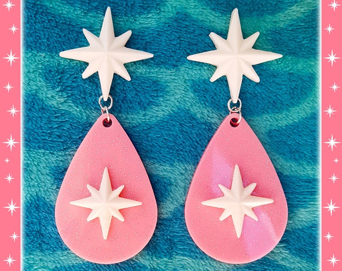 Starlite Motel Deluxe - Starlite Earrings - Retro Star Jewelry - Stars - 50s Motel Style - Mid-Century Modern Earrings - Glitter Paradise®