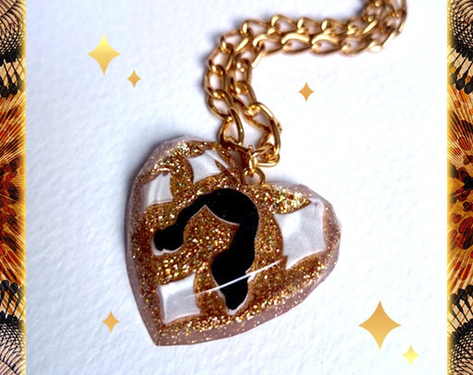 Lucite Heart Bettie's Cut Gold - Necklace - Pinup  Bettie - Confetti Lucite - Retro - Pin-up 50s - Pin-up Jewelry - Glitter Paradise®