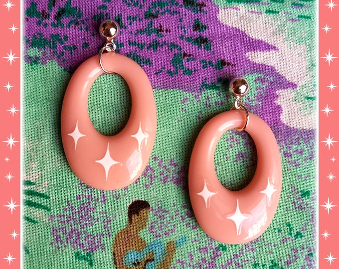 Atomic Baby Oval Hoops - Earrings - Mid-Century Modern - Starlite Motel - 1950's Retro Hoops Earrings - Vintage Inspired - Glitter Paradise®