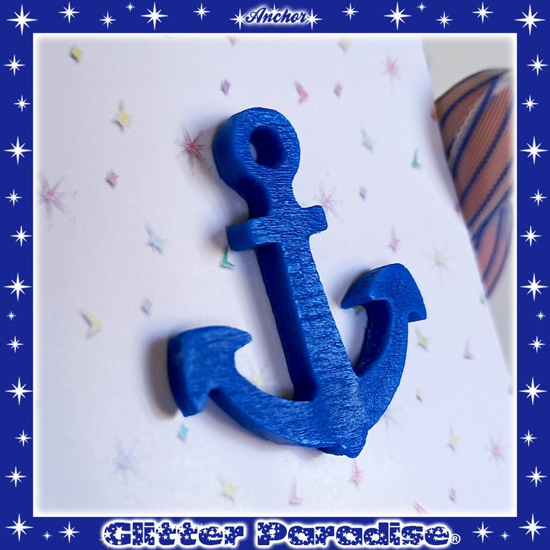 Anchor Pin Hello Sailor US Navy Boat Sailing Marine Captain Pinup Sailor Nautical Beach Maritime Glitter Paradise® Blue