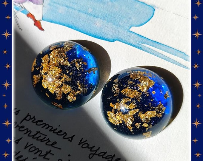 Gold Foil Lucite Domes - Earrings - Gold Foil Lucite Earrings - Mid-Century Modern - Retro Earrings - Vintage Inspired - Glitter Paradise®